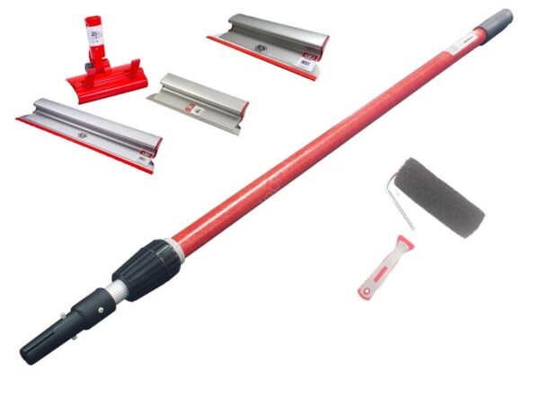 OLEJNIK Zestaw aluminiowych szpachelek, pac do gładzi grubość blachy 0,3 mm (40,60,80, teleskop, adapter) + wałek -0