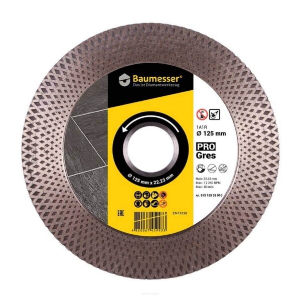 BAUMESSER Tarcza diamentowa , frez 45* na szlifierkę kątową 125mm PRO GRES 125mm 1A1R