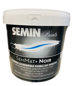 SEMIN SemMat Noir Czarna lateksowa farba do wnętrz, głęboko matowa 4l wiadro.