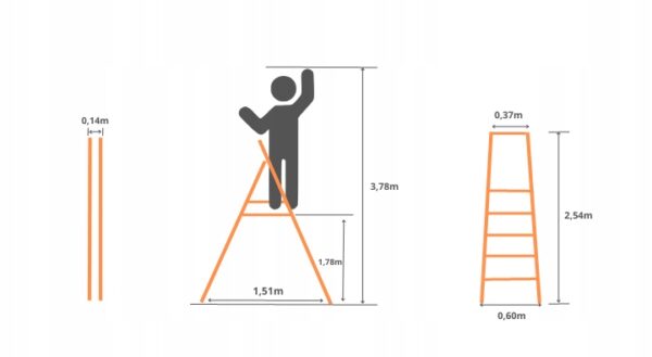 Faraone DOMUS06 Drabina profesjonalna 8 szczebli, wysokość 178cm.