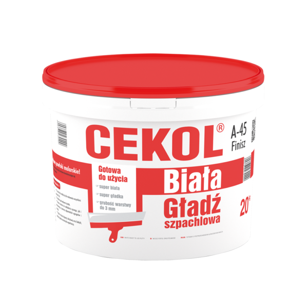 CEKOL A-45 Biała gładź szpachlowa wiadro 20 kg