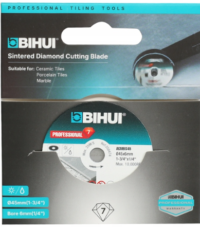 TARCZA DIAMENTOWA DO SZKŁA B-CLEAN 125 mm BIHUI DPG125 BIHUI professional sintered diamond cutting blade packaging for tiling; Ø45mm bore 6mm, for ceramic, porcelain, and marble