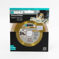 Diamond blade packaging for mosaic tile cutting, BIHUI brand, gold circular blade visible in a black and teal box