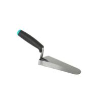 BIHUI KIELNIA SOFT DO FUG 180mm (BTCHG6) Metal hand trowel with a black ergonomic handle and teal end cap, angled for applying mortar or cement