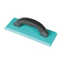 BIHUI PACA DO FUGOWANIA Z SUPER MIĘKKĄ GUMĄ (CFSRS) Teal rectangular smoothing trowel with a black ergonomic handle, used for plaster or concrete finishing