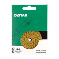 Distar grinding disc packaging; 50mm abrasive wheel visible, max 6500 RPM.