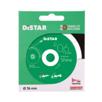 Distar 76 mm abrasive disc packaging with green and white box, showing '30 YEARS OF SUCCESS' and a circular grinding wheel graphic
