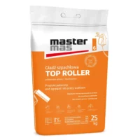 MasterMas Top Roller w worku 25 kg Orange-and-white bag of Master Mas Top Roller plaster mix (25 kg) shown for interior wall finishing