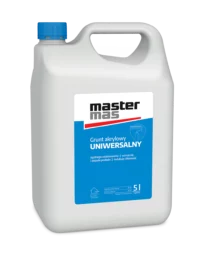 MasterMas Grunt akrylowy uniwersalny 1 Litr White plastic 5L paint primer container with blue cap and blue label reading 'MasterMas Universałny'