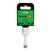 DISTAR Wiertło diamentowe DDR-V 10x30xM14 Keramik Pro (89568442086) Ceramic tile diamond core bit in white with a green and black Distar Keramik PRO packaging label placed above the shank (M14, 10 mm).