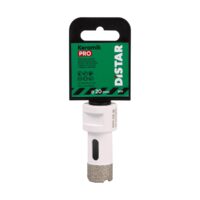 DISTAR Wiertło diamentowe DDR-V 20x30xM14 Keramik Pro (89568442054) Diamond-coated ceramic tile drill bit with green packaging labeled 'Keramik PRO' and 'DISTRAR' on a white handle (20 mm).