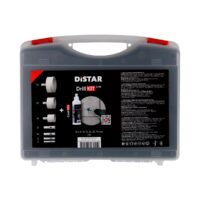 DISTAR Zestaw do wiercenia DrillKIT 6-70 z CoolGEL (89568442140) Gray plastic tool case for a drill kit with a black label reading DISTAR Drill KIT on the front panel.