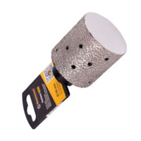 DISTAR Frez diamentowy GF-V 50x50xM14 Contour PRO (910583552174) Cylindrical abrasive sanding drum with a textured, perforated metal surface and a black plastic handle.