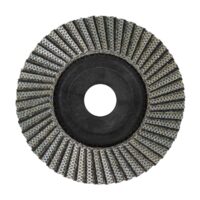 DISTAR Tarcza diamentowa FLAP 115*22,23 #200 Scrub (89568442118) Circular abrasive flap wheel with multiple overlapping sandpaper-like flaps arranged around a central hole for grinding or finishing surfaces
