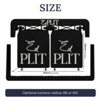 EdPlit PRZYCISK DO ŁAZIENKI UKRYTY SPŁUKUJĄCY (SIGMA) INVISI TILE TOUCH M4 (E10044) Caliper-style measuring jig labeled SIZE with two black blocks marked 'Ed PLIT' inside a framed holder and dimension lines showing width and height marks (210 mm and 130 mm).